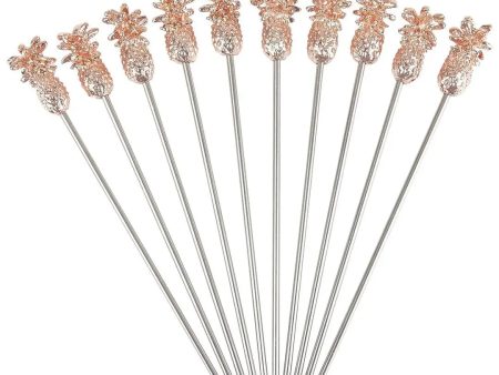 Beaumont Pineapple Rose Gold Garnish Pick PK10 Cheap