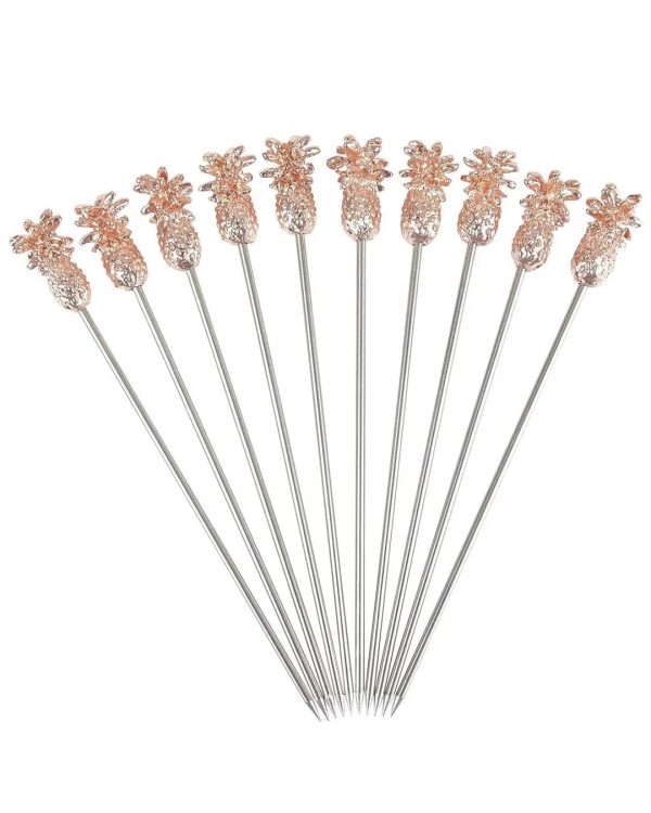 Beaumont Pineapple Rose Gold Garnish Pick PK10 Cheap