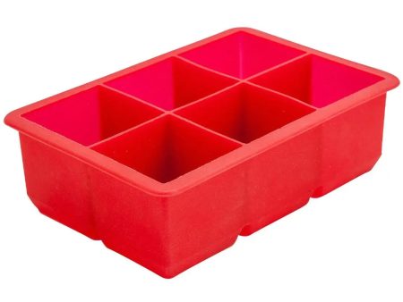 Beaumont 6 Cavity Red Silicone Ice Cube Mould Hot on Sale