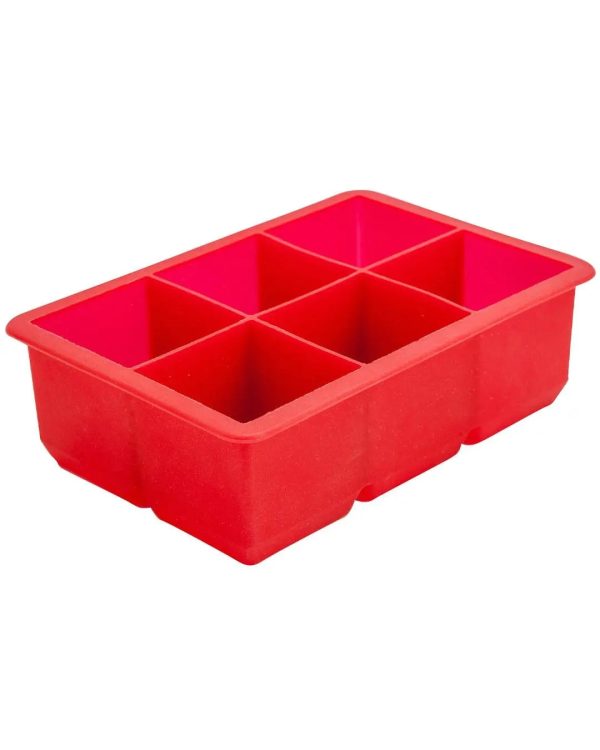 Beaumont 6 Cavity Red Silicone Ice Cube Mould Hot on Sale