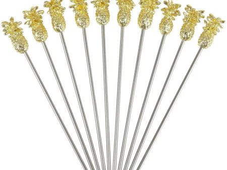 Beaumont Pineapple Gold Plated Garnish Pick PK10 Cheap