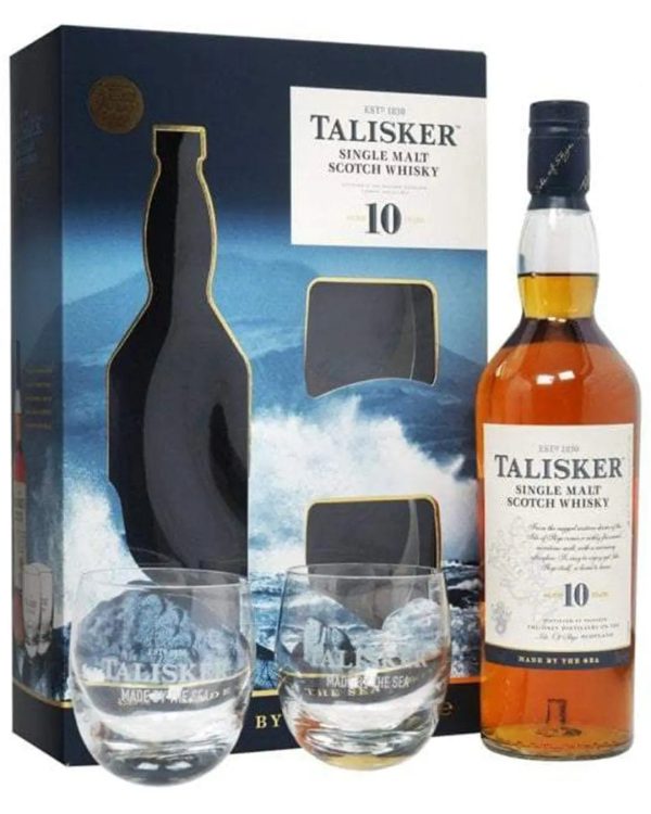 Talisker 10 Year Old Whisky with Two Glasses Gift Pack, 70 cl Online now