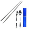 Onyx 3 Piece Stainless Steel Travel Cutlery Set - Blue Hot on Sale