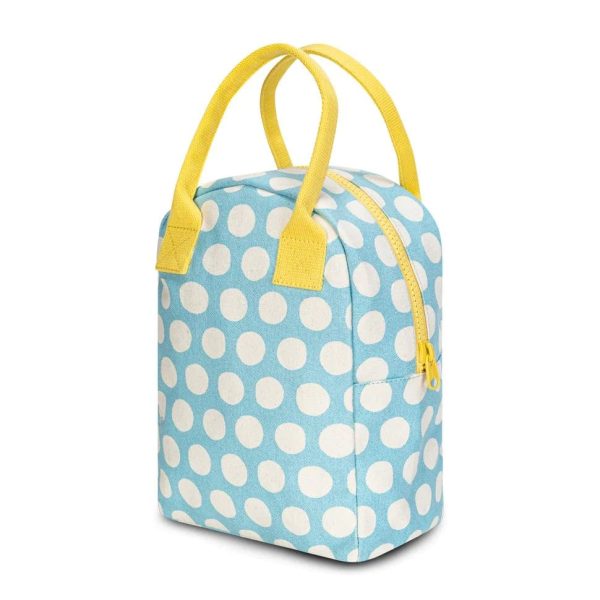 Fluf Zipper Lunch Bag - Blue Polka Dot Online now