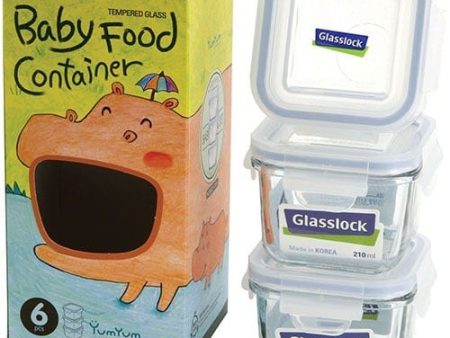 Glasslock 3 Piece Baby Set Square 210ml For Cheap