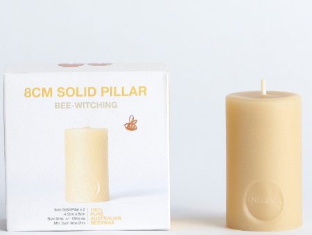 Queen B Beeswax Solid Pillar Candle 2pk - 8cm 16hr Burn Time Hot on Sale