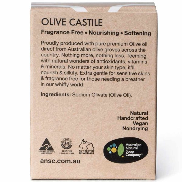 Australian Natural Soap Company Soap Bar - Olive Castile 100g Online Sale