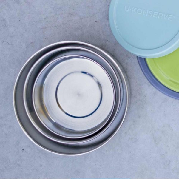 U Konserve Round Stainless Steel Containers Nesting Trio - Tropical Sky Silicone Lids For Discount