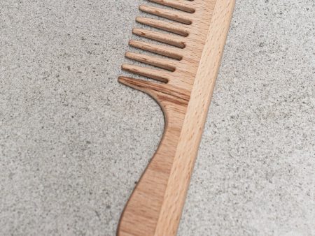 Wooden Wide-Tooth Comb With Handle Discount