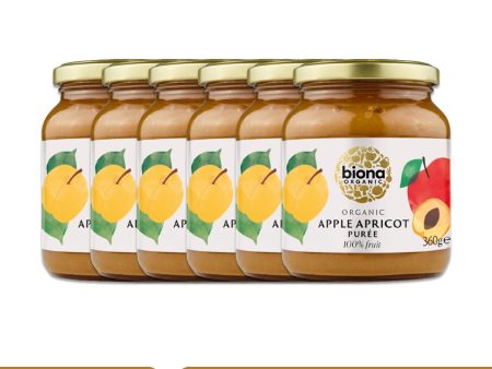 BIONA ORGANIC Apple Apricot Puree - Pack of 6 (360g per piece) Fashion