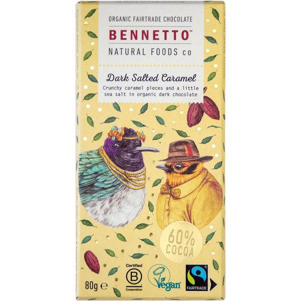 Bennetto Organic Choc Dark Chocolate 80g- Salted Caramel Online Sale