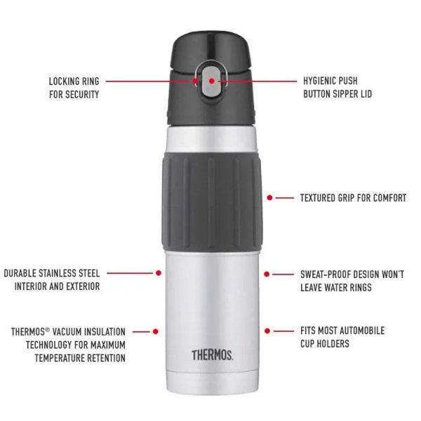 Thermos Vacuum Insulated Hydration Bottle with Flip Lid 530ml - Matte Steel For Cheap