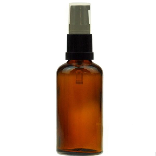 Amber Glass Bottle with Black Serum Pump 50ml Hot on Sale