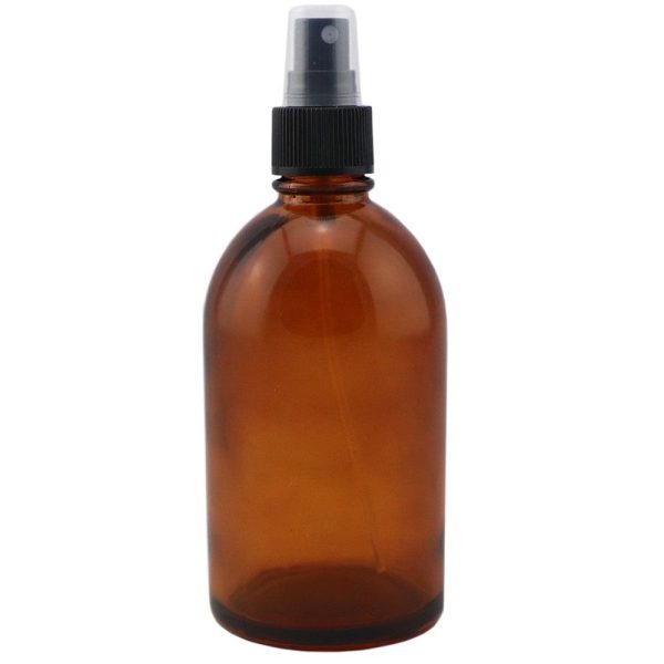 Amber Glass Pharmacy Bottle with Black Atomiser 250ml For Sale