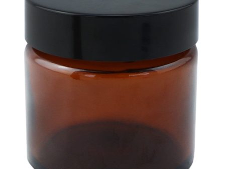 Amber Glass Round Jar with Black Cap 50ml Online now