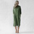 Seaside Tones Linen Shirt Dress - Olive For Discount