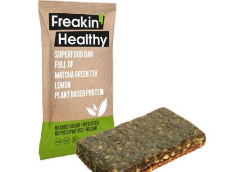 FREAKIN  HEALTHY Matcha Green Tea & Lemon Superfood Bar, 40g - Vegan, Gluten Free For Cheap