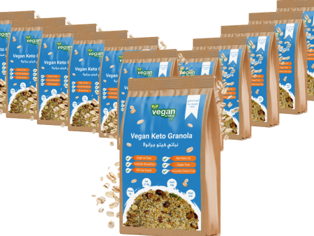 VEGAN WAY Vegan Keto Granola, Breakfast Muesli with Nuts & Seeds - Vegan, Gluten Free, Keto Friendly, Sugar Free - Pack of 12 (400g each) on Sale