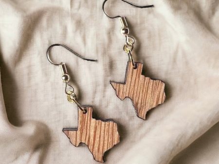 Wooden Texas Dangle Earrings For Discount