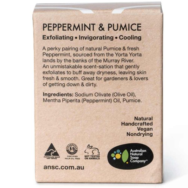 Australian Natural Soap Company Hand & Body Soap Bar - Peppermint & Pumice Cheap