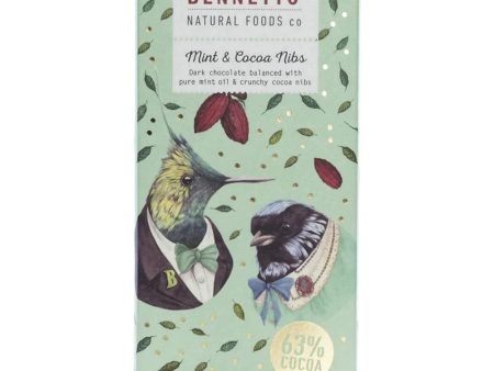 Bennetto Organic Chocolate 100g - Mint & Cocoa Nibs Sale