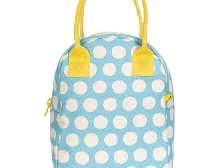 Fluf Zipper Lunch Bag - Blue Polka Dot Online now