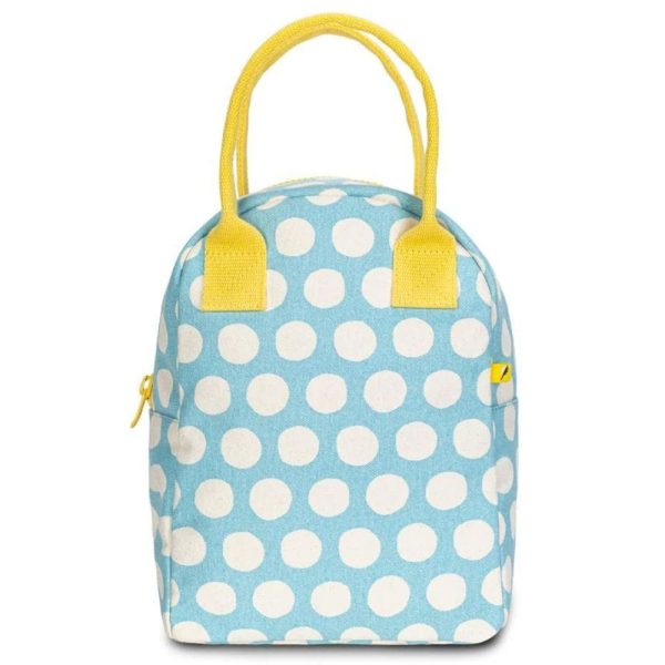 Fluf Zipper Lunch Bag - Blue Polka Dot Online now