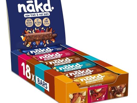 NAKD Raw Fruit And Nut Bars Variety Pack, 35g x 18 bars - Vegan, Gluten Free, No Added Sugar on Sale