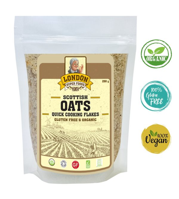 LONDON SUPER FOODS Organic Scottish Oats Quick Cooking Flakes, 250g Discount