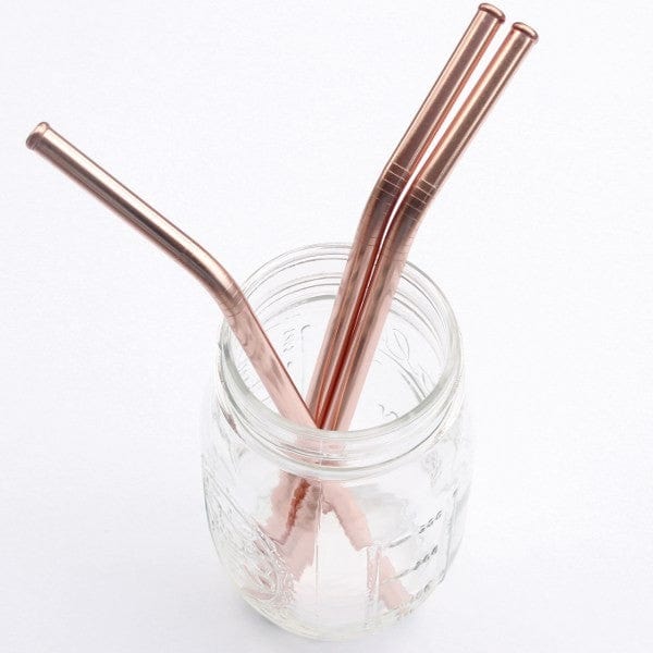 Rose Gold Stainless Steel Safety Straw 8mm - Bent Supply