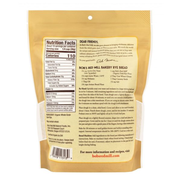 BOB S RED MILL Organic Dark Rye Flour, 567g For Discount