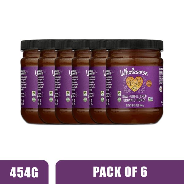 WHOLESOME Sweeteners Organic Honey, Raw Unfiltered - Pack of 6 (454g each) Cheap