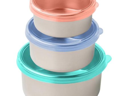 U Konserve Round Stainless Steel Containers Nesting Trio - Tropical Sky Silicone Lids For Discount