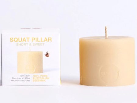 Queen B Beeswax Squat Pillar Candle - 6cm 40hr Burn Time Online