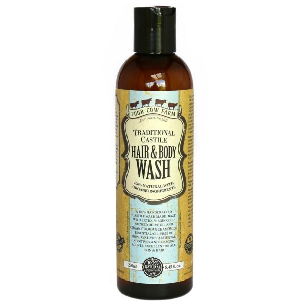 Four Cow Farm Traditional Castile Hair & Body Wash 250ml For Sale