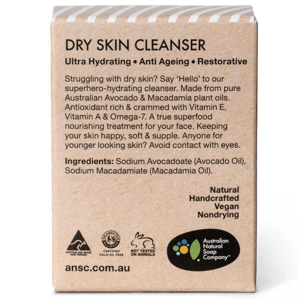 Australian Natural Soap Company Face Cleanser Bar - Dry Skin (Avocado & Macadamia) Hot on Sale