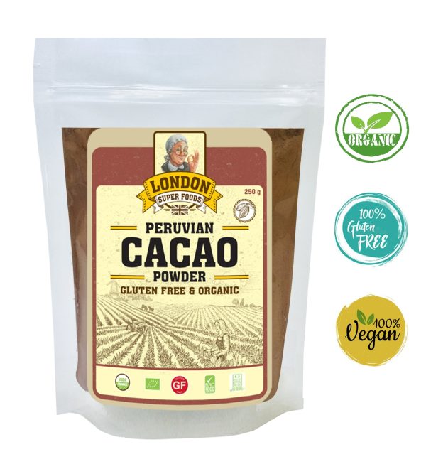 LONDON SUPER FOODS Organic Peruvian Cacao Powder, 250g Online