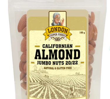 LONDON SUPER FOODS Californian Natural Almond Jumbo Nuts  20 22, 100g - Gluten Free For Discount