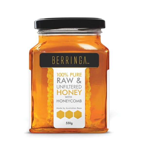 Berringa Raw and Unfiltered Honey with Honeycomb 525g Cheap