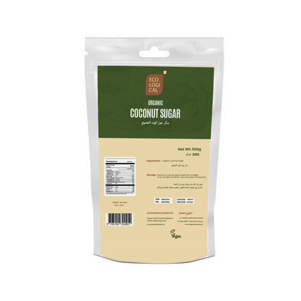 ECOLOGICAL Organic Coconut Sugar, Dark, 500g - Unrefined Sweetener for Healthier Living For Discount