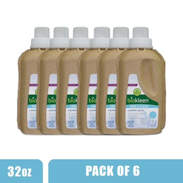 BIOKLEEN Free And Clear Laundry Liquid - Pack of 6 (32oz each) For Cheap