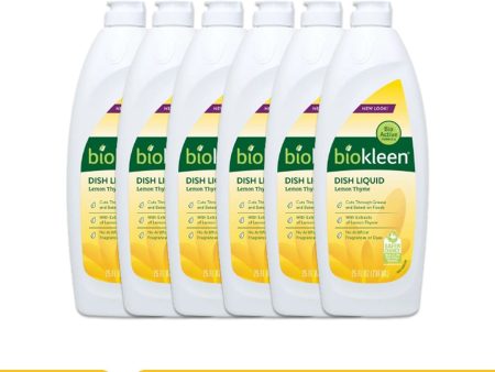 BIOKLEEN - Lemon-Thyme Dishwash Liquid - Pack of 6 (25 Oz each) Online now