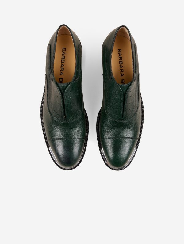 Derbies en cuir vert For Sale