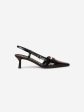 Escarpins ouverts en cuir verni noir Sale