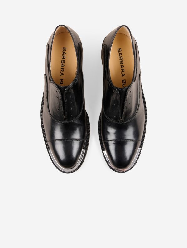 Derbies en cuir noir Hot on Sale