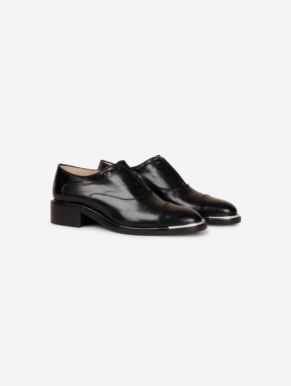 Derbies en cuir noir Hot on Sale