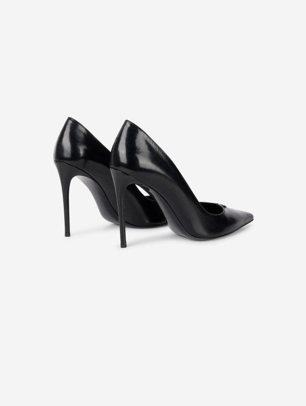 Escarpins en cuir noir Discount