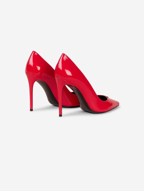 Escarpins en cuir verni rouge Online now