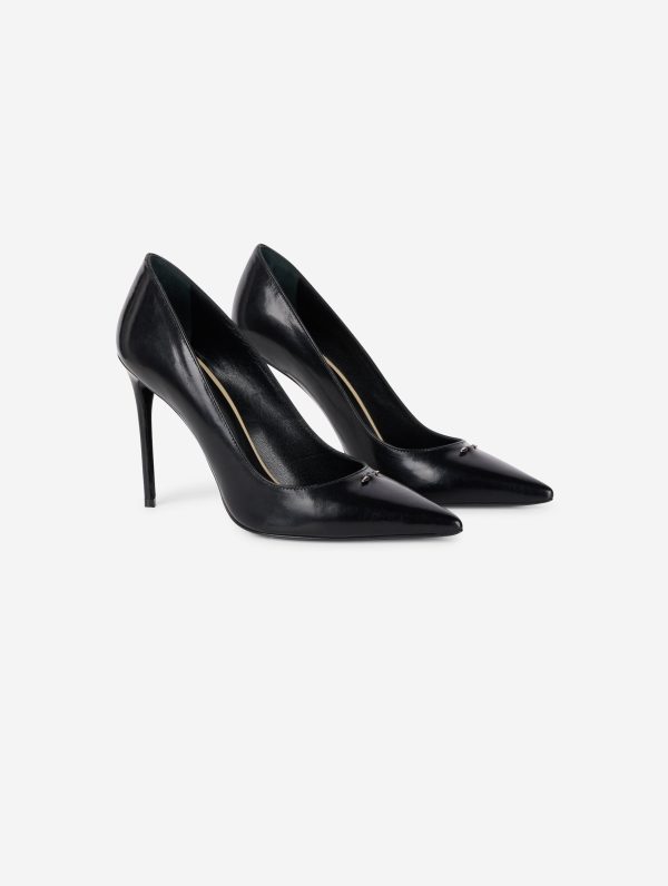 Escarpins en cuir noir Discount