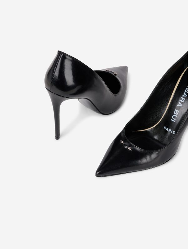 Escarpins en cuir noir Discount